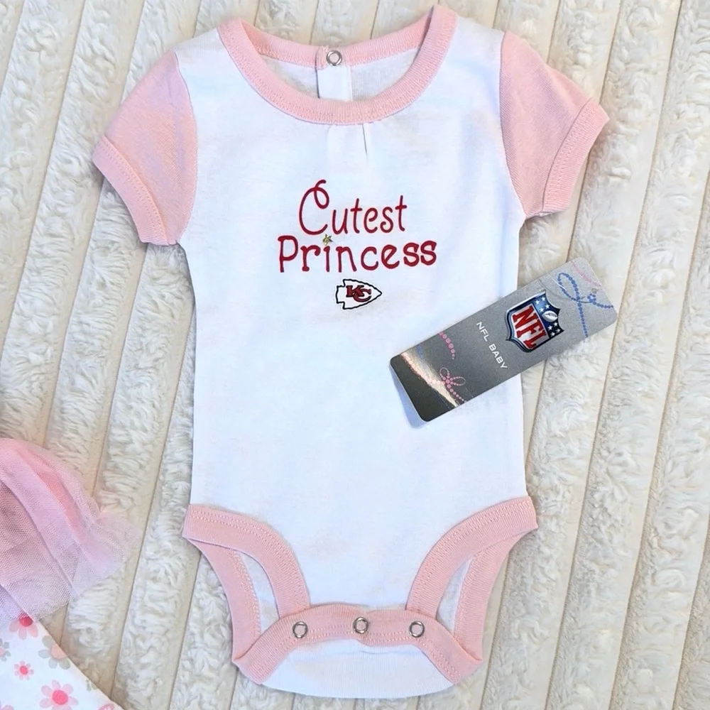 NFL Kansas City Chiefs KC Cutest Princess Onesie Floral Tutu Pants Matching Set